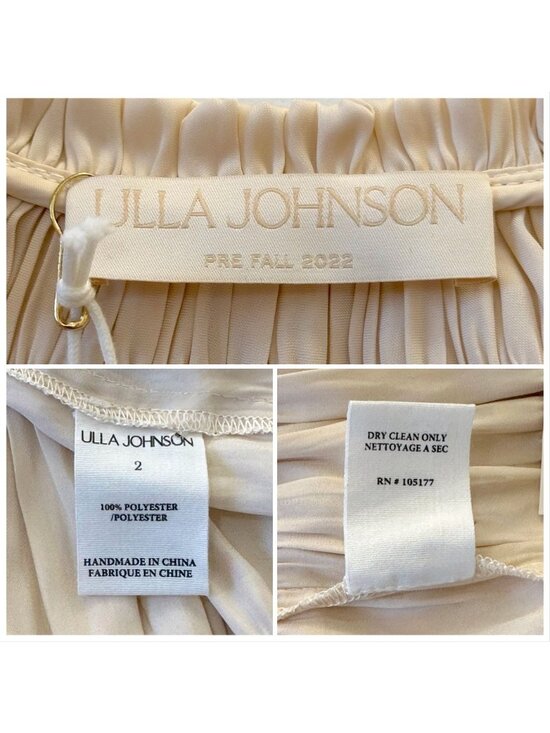 Ulla Johnson Isadora Plisse Midi Dress Dawn Cream Size 2 NWT Flutter Sleeve - Picture 5 of 16